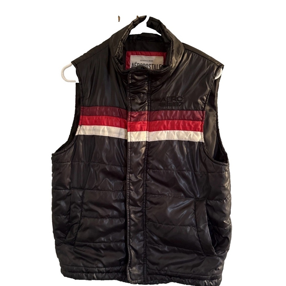 Aeropostale Black  Red straps Puffer Vest men's Size medium